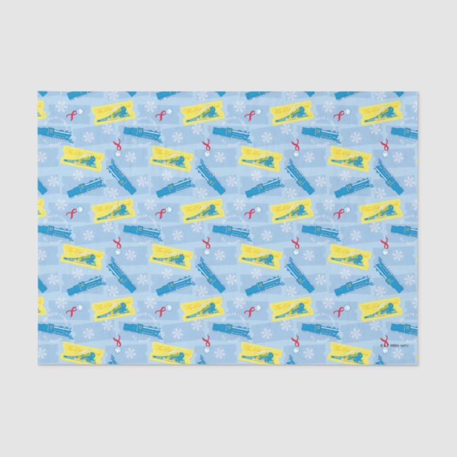 The Polar Express | Retro Train & Ticket Pattern Tissue Paper (Front)