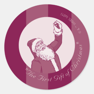 The Polar Express   Striped Santa Claus Pattern Classic Round Sticker