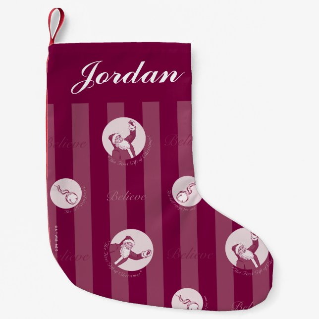 The Polar Express | Striped Santa Claus Pattern Small Christmas Stocking (Front)