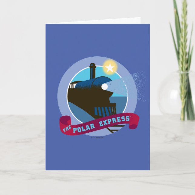 The Polar Express | Vintage Train Badge Holiday Card (Front)