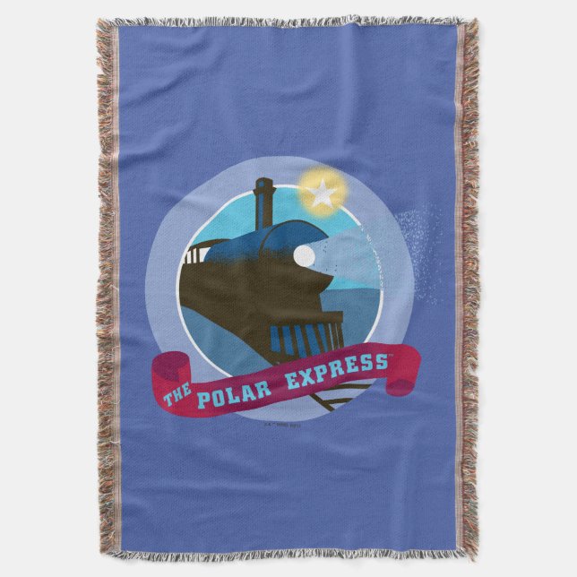 The Polar Express | Vintage Train Badge Throw Blanket (Front Vertical)