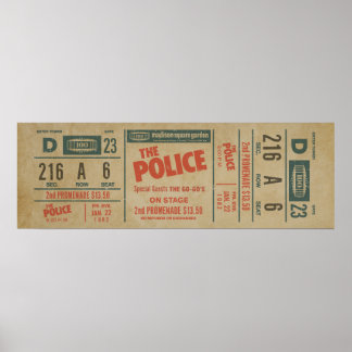 The Police Concert Ticket – Vintage Rock Wall Art 