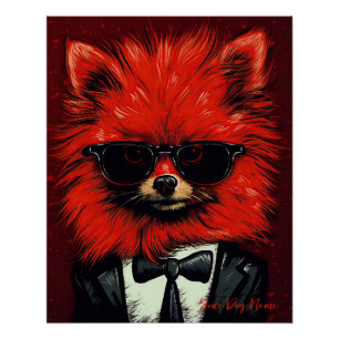 The Pomeranian Dog, Red and Black 003 - Ulises Dal Poster