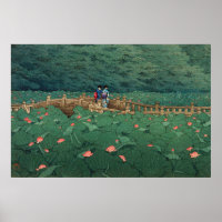 The Pond at Benten Shrine in Shiba Kawase Hasui