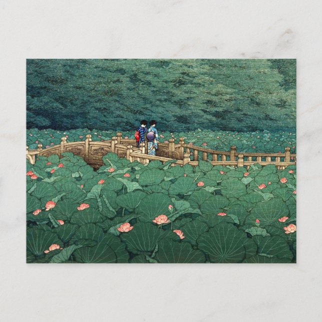 The Pond at Benton Shrine Kawase Hasui Postcard (Front)