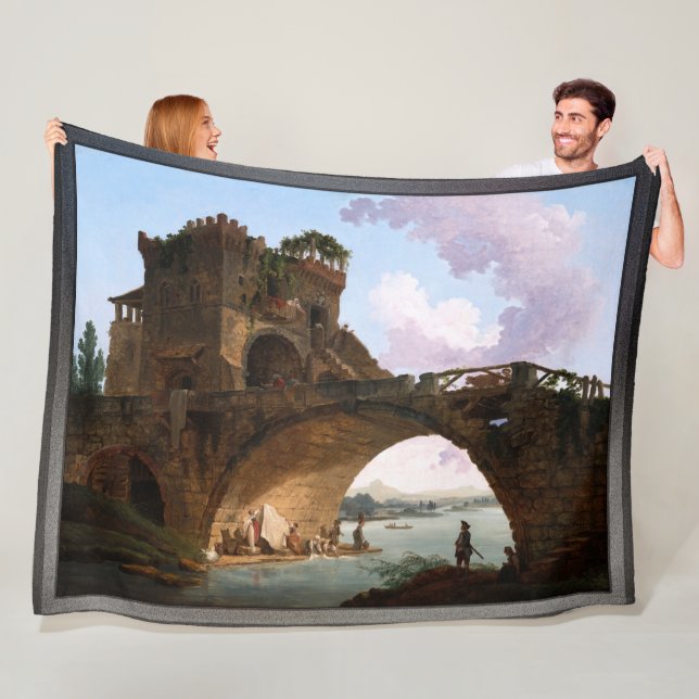 The Ponte Salario by Hubert Robert Fleece Blanket (In Situ)