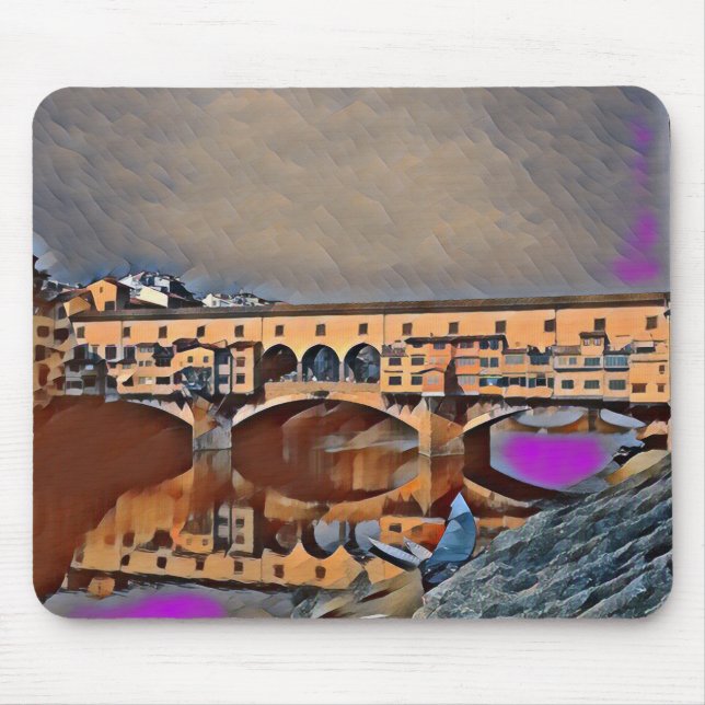 The Ponte Vecchio Card Poster Acrylic Print Mouse Mat (Front)
