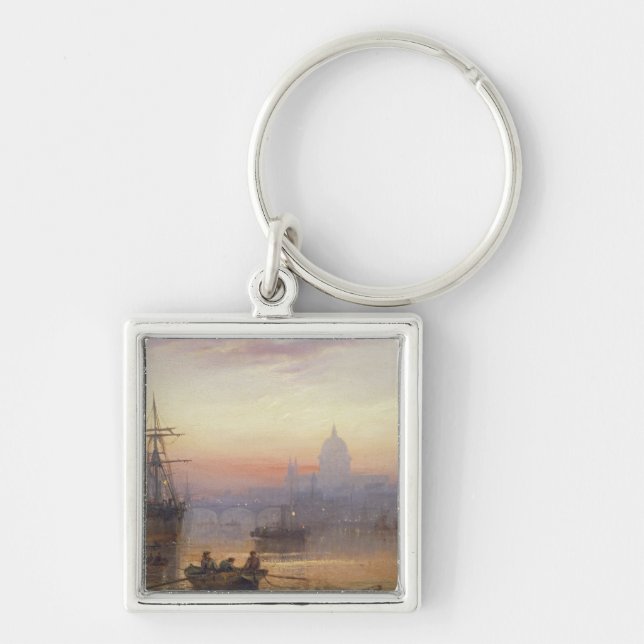 The Pool of London at Sundown, 1876 Key Ring (Front)