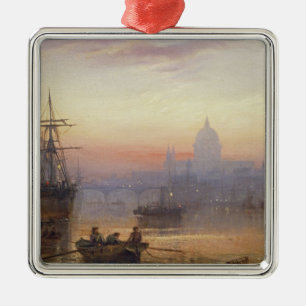 The Pool of London at Sundown, 1876 Metal Tree Decoration