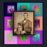 The Pop Art Abraham Lincoln and his cat "Dixie" Poster<br><div class="desc">Lincoln loved cats. "Dixie is smarter than my whole cabinet, " he said. "And furthermore,  she doesn't talk back!" To go with Lincoln's colourful personality we've added a Pop Art motif to the portrait.</div>