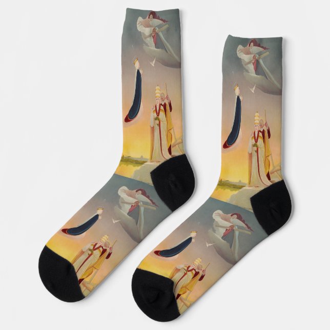 The Pope of Rome, Virgin Mary and Jesus Socks (Left)