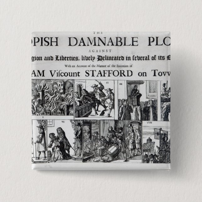 The Popish Damnable 15 Cm Square Badge (Front)