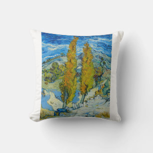 The Poplars at Saint Remy 1889 by Vincent van Gogh Cushion