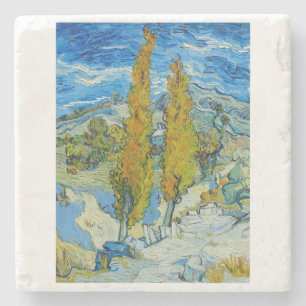 The Poplars at Saint Remy 1889 by Vincent van Gogh Stone Coaster
