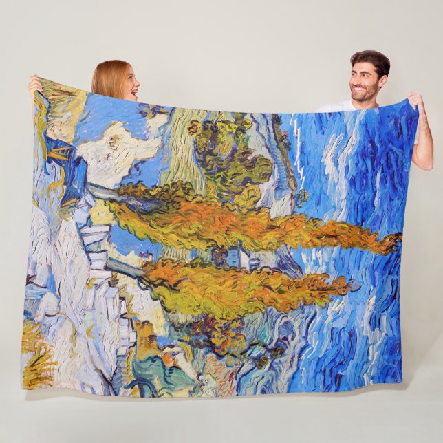 The Poplars at Saint-Rémy, Van Gogh Fleece Blanket (In Situ)