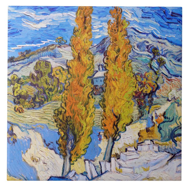 The Poplars at Saint-Rémy, Van Gogh Tile (Front)