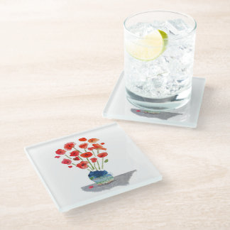 The Poppies Glass Coaster