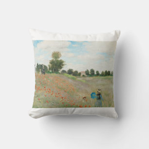 The Poppy Field near Argenteuil by Claude Monet Cushion