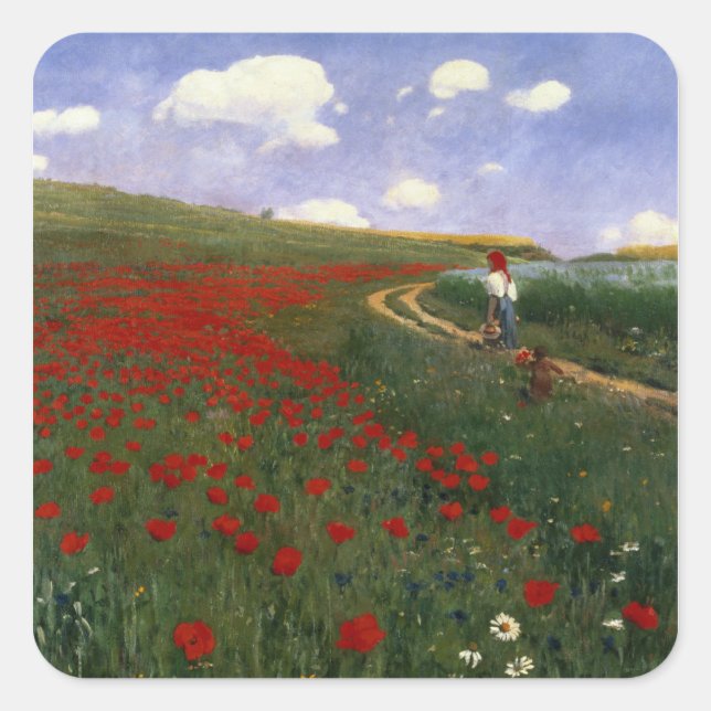 The Poppy Field Square Sticker (Front)