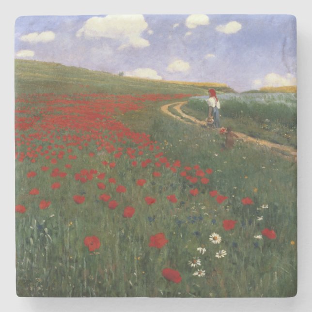 The Poppy Field Stone Coaster (Front)