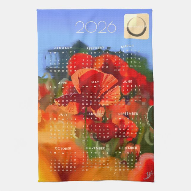 The poppy house professional 2026 calendar tea towel (Vertical)