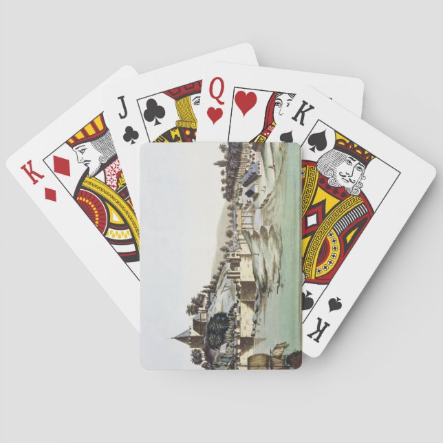 The port and town of Malacca, Malaysia, illustrati Playing Cards (Back)