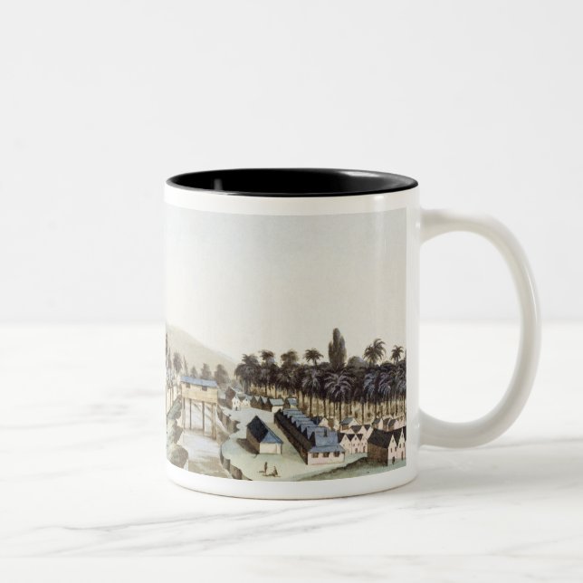 The port and town of Malacca, Malaysia, illustrati Two-Tone Coffee Mug (Right)