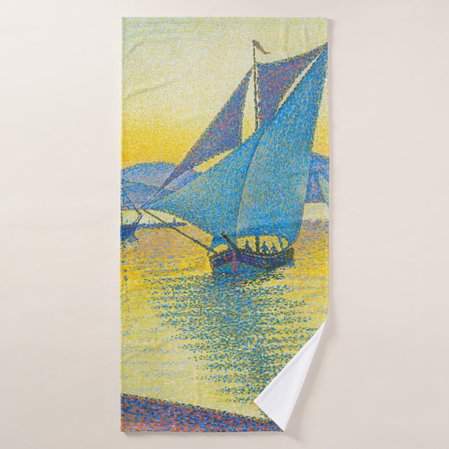 The Port at Sunset, Signac Bath Towel (Bath Towel)