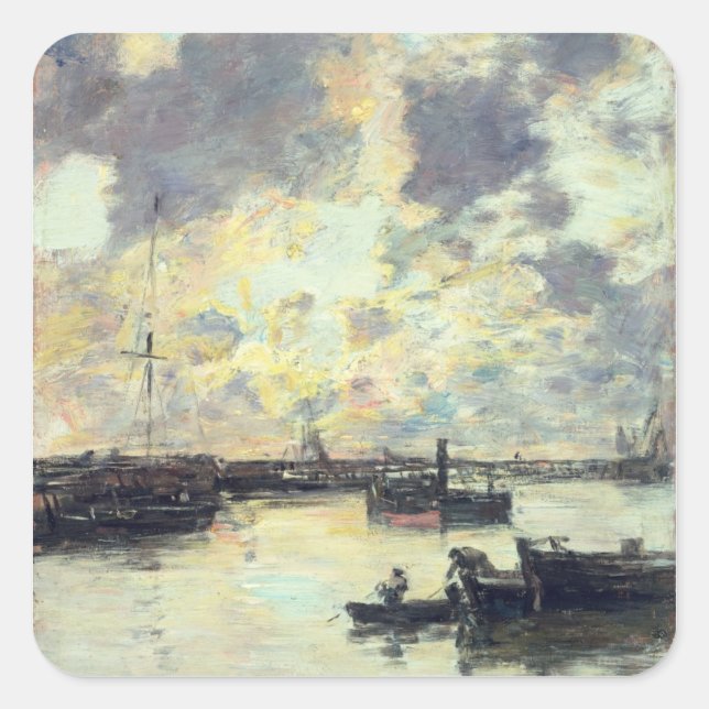 The Port, c.1895 (oil on panel) Square Sticker (Front)