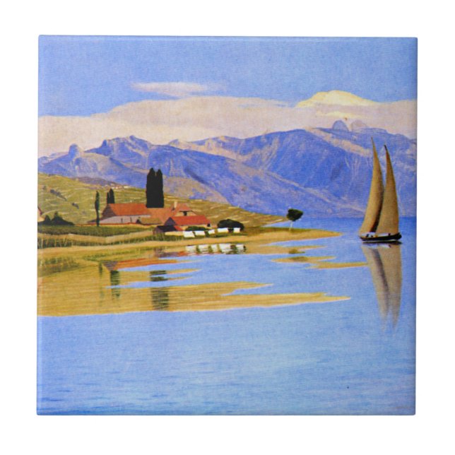 The Port of Pully, fine art, Tile (Front)