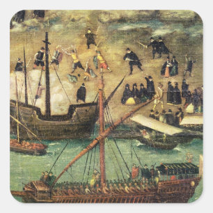 The Port of Seville, c.1590 Square Sticker