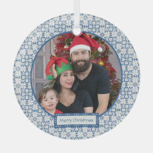 The Portuguese Family photo with tiles frame Glass Tree Decoration