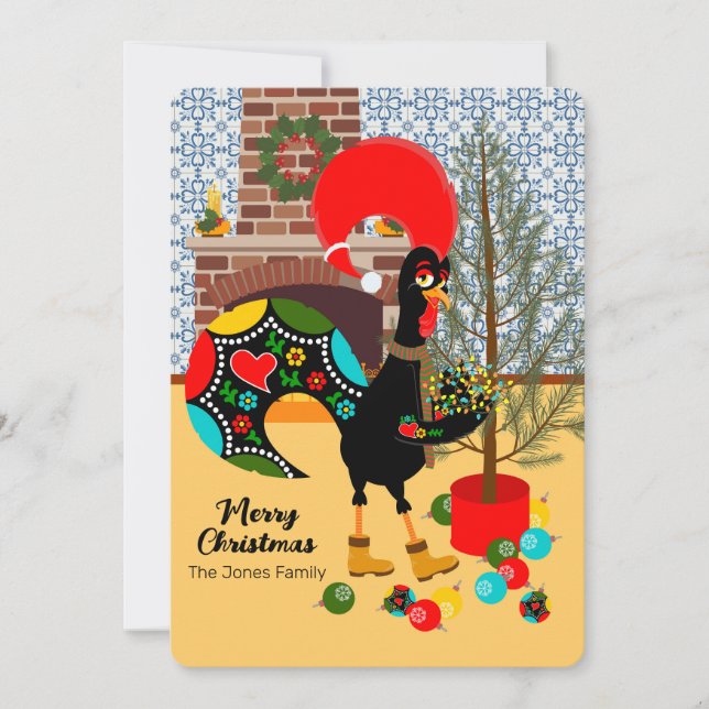 The Portuguese Rooster and the lights of Christmas Card (Front)