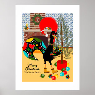 The Portuguese Rooster and the lights of Christmas Poster