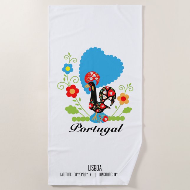 The Portuguese Rooster Beach Towel (Front)