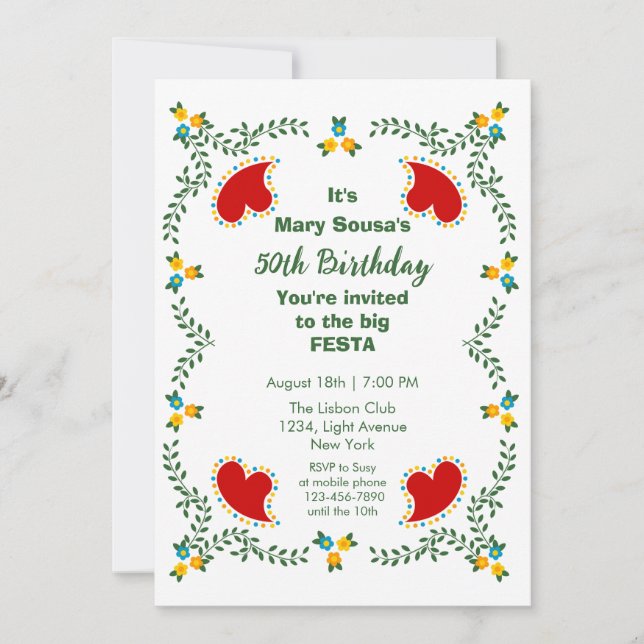 The Portuguese Rooster Birthday Party    Invitation (Front)