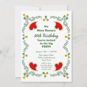 The Portuguese Rooster Birthday Party  Invitation