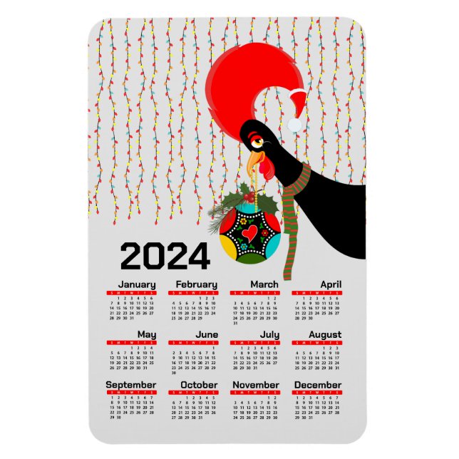 The Portuguese Rooster Christmas 2024 Calendar Magnet (Vertical)