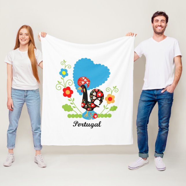 The Portuguese Rooster Fleece Blanket (In Situ)