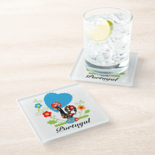 The Portuguese Rooster Glass Coaster