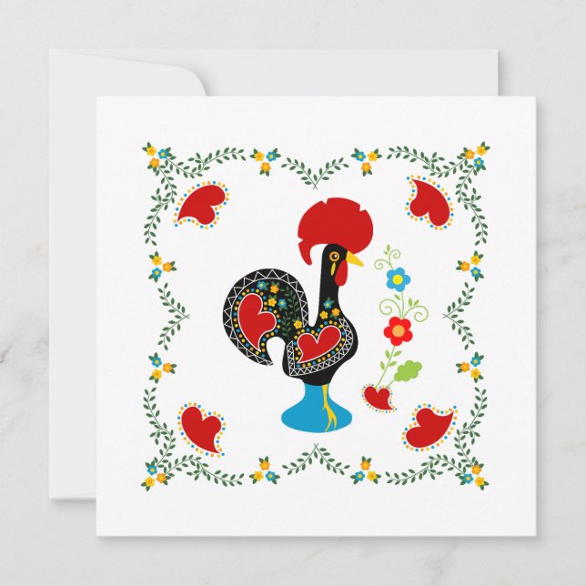 The Portuguese Rooster Happy Birthday Card (Front)