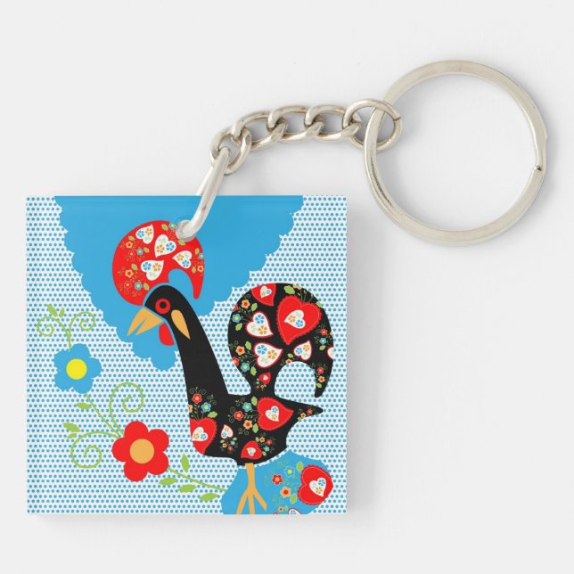 The Portuguese Rooster of Barcelos Key Ring (Back)