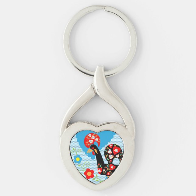 The Portuguese Rooster of Barcelos  Key Ring (Front)