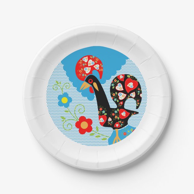 The Portuguese Rooster of Barcelos Paper Plate (Front)