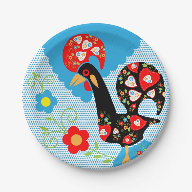 The Portuguese Rooster of Barcelos Paper Plate (Front)