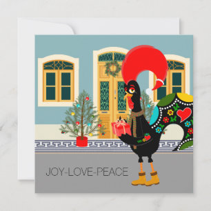 The Portuguese Rooster with a Christmas present Card