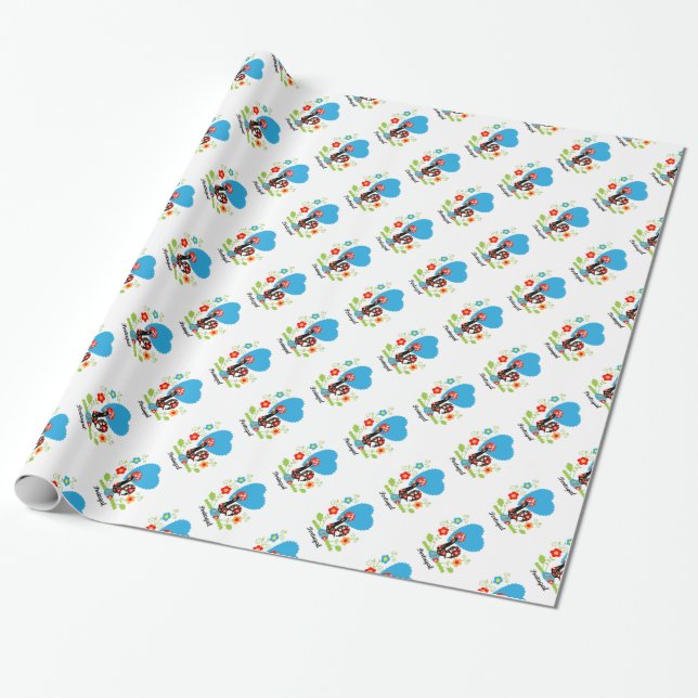 The Portuguese Rooster Wrapping Paper (Unrolled)