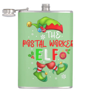 The Postal Worker Elf Christmas Elf Costume Lover Hip Flask