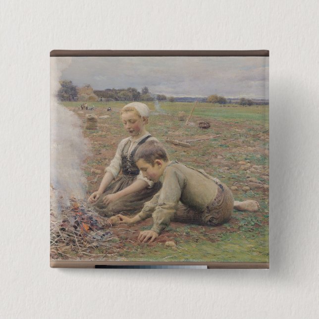 The Potato Gatherers, 1898 15 Cm Square Badge (Front)