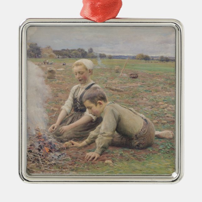 The Potato Gatherers, 1898 Metal Tree Decoration (Front)